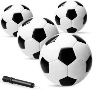 PlayBolt Soccer Ball Size 4 - Official Size Soccer Balls with Pump in Classic Black and White for Kids Youth & Adult Sports, Indoor & Outdoor (Pack of 4)