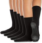 LA Active Grip Socks - 5 Pairs - Yoga Pilates Barre Ballet Non Slip Crew Hospital (Tuxedo Black, XL)