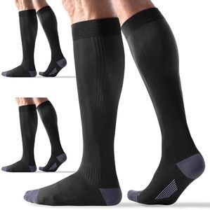 3 Pairs Sports Compression Socks 15-20 mmHg for Women Men - Comfort Cuff, Cushioned Support Sock for Running Athletic