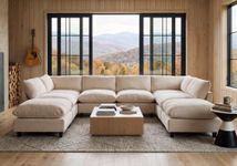 Iroomy Cloud Couch Sectional, Oversized Chenille Modular Sofa, Deep Comfy Seat, 8-Seater Sofas Couches, Living Room, Beige