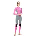 PAWHITS Womens Wetsuit 3mm Thermal Long Sleeve Neoprene Wetsuits Full Length for Diving Pink