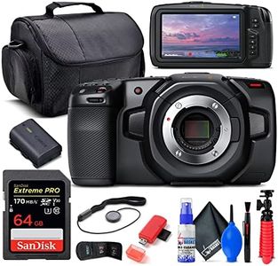 Blackmagic Design Pocket Cinema Camera 4K (CINECAMPOCHDMFT4K) + 64GB Memory Card + Card Reader + Case + Flex Tripod + Cap Keeper + Memory Wallet + Cleaning Kit + More