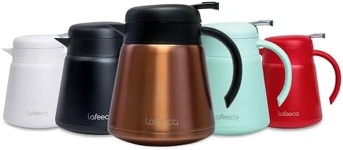 Lafeeca Thermal Coffee Carafe Tea Pot Stainless Steel, Double Wall Vacuum Insulated | Cool Touch Handle | Hot & Cold Retention | Non-Slip Silicone Base | BPA Free Copper