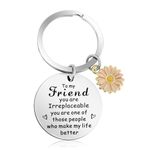 Amabro Friend Keychain Gifts Funny Keyring Gifts Sunflower Keychain Presents Cute Friendship Gifts for Best Friends True Friendship BFF Besties Sister Birthday Unique Christmas (Pink)