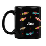 FurnishFantasy Ceramic Coffee Mug - Best Happy Birthday Gift for Daughter, Sister, Gift for Kids, Return Gift - Color - Black Patch, Name - Anus