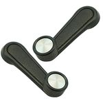 TRQ Manual Window Crank Handle Black with Chrome Center LH & RH Pair Compatible with Toyota