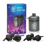 LYSIAN High-Fidelity Concert Ear Plugs– Reusable Noise-Reduction Festival Earplugs for Musician, Drummers, Party, Rave-Enjoy Clear Sound with -23dB Protection 2 Pairs Packs Black