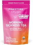 Pink Stork Organic Morning Sickness Pregnancy Tea - Hot or Iced Tea - Prenatal Heartburn, Indigestion, and Constipation Support - 1st Trimester Pregnancy Must Haves - Ginger Peach, 15 Sachets