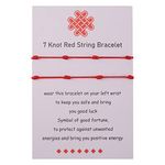 BOCHOI Kabbalah 7 Knot Red Bracelet Adjustable 2 Pieces Red Cord Talisman for Womens Girls Boys Family Good Luck Jewellry Gift Birthday Gift