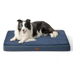 Bedsure Memory Foam Dog Bed for Large Dogs - Orthopedic Waterproof Dog Bed for Crate with Removable Washable Cover and Nonskid Bottom - Plush Flannel Fleece Top Pet Bed，Navy