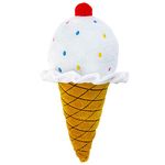 Giftable World 10 Inch Plush Pet Toy Vanilla Ice Cream Cone with Cherry on Top and Sprinkles with Squeaker Dog Chew Toy