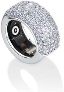 PAVOI 14K Gold Plated Statement Pave Smart Ring Cover for Women, White Gold