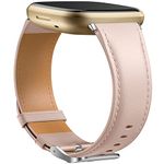 GEAK Leather Band Compatible for Fitbit Versa 3 / Fitbit Sense / Fitbit Sense 2 / Fitbit Versa 4 Bands Women Men, Elegant Replacement Wristband for Fitbit Versa 3 4 / Fitbit Sense 2 / Sense Smartwatch, Pink