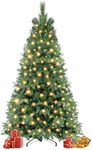 5FT Christmas Tree Pre-Lit, Premium Artificial Christmas Tree with String Lights, Decorated Xmas Tree with Metal Stands for Indoor Seasonal Holiday Home Office Party, UL Listed