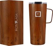 IRON °FLASK Grip Novelty Coffee Mug - Leak Proof, Vacuum Insulated Stainless Steel Bottle, Double Walled, Thermo Travel, Hot Cold, Water Metal Canteen - Timber, 24 Oz - Classic Bottom