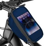 Amazon Brand - Symactive Bike Front Frame Bag Polyester Cycle Pouch Pannier for Mobile Phone Storage and Cycling Accessories Saddle Bag with Velcro Straps Fastening (Dark Blue)