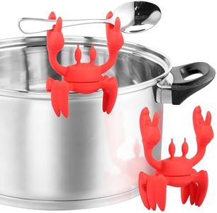 2Pcs Crab Spoon Rest Silicone Steam Releaser Anti-Slip Spoon Holder Heat Resistance Crab Spoon Stand Funny Crab Spoon Stand Cute Red Spoon Rest Dishwasher Safe for Stove Top Kitchen 7.3x4x9.5cm