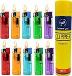 Meown Multicolour Electronic Lighters | Refillable & Child Safe with Adjustable Flame | Transparent & Long-lasting | 1 FREE 300ml Clipper Gas | Ideal for BBQ, Camping & Kitchen (10)