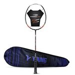 Young Passion 17 Lite Graphite Unstrung Badminton Racquet with Full Cover (Black, Orange, 76g, 30 LBS)