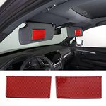 Car Sun Visor Panel Trim Cover Sticker for Honda Pilot 2016-2022/ Ridgeline 2017-2023/ Passport 2019-2023, Car Visor Makeup Mirror Panel Trim Cover, Carbon Fiber (Red)