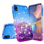 Case for Jitterbug Smart 3 (2021) for Seniors (aka Lively Smart) Liquid Glitter Phone Case w[Tempered Glass Screen Protector] Bling Diamond Girls Women - Purple/Blue