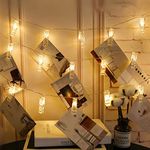 Twinkle Star Photo Clip String Lights, 3M Photo Peg Fairy Lights Room Decor with 20 Clips, Battery Powered Cooper Wire Picture Hanging Photo Display Bedroom Decorations for Christmas Card Holder