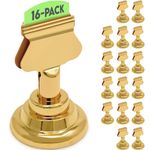 Place Card Holder, 16pack, Gold, Table Cardholder Tabletop Menu Holder Harp-Clip Number Holder Recipe Holder Reserved Card Holder, for Restaurants, Weddings, Banquets