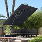 PURPLE LEAF 10 FT Patio Umbrella Outdoor Luxury Cantilever Umbrella with 360° Rotation Square Umbrellas Windproof Offset Umbrella Heavy Duty Sun Umbrella for Garden, Deck, Table, Backyard and Pool, Grey