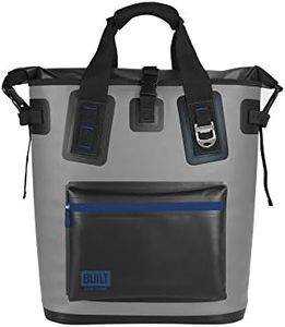 BUILT Welded Soft Portable Backpack Cooler with Wide Mouth Opening - Insulated and Leak-Proof Gray 5233505