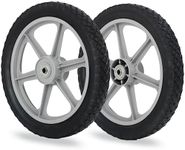 GICOOL 14 x 1.75'' Rubber Tire and Plastic Spoke Wheel, 2.5" Hub Length, 1/2" Axle Bore, for Lawn mower Trolley Dolly Wheel Replacement, 2 Pack