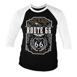 Route 66 Officially Licensed Coast to Coast Baseball 3/4 Sleeve T-Shirt (White-Black), L
