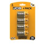 JCB D Super Alkaline, Pack of 4 [up to 7 times more power] 1.5V LR20 MN1300, ideal for everyday hungry devices, long lasting power, anti-leakage technology