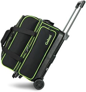 Goloni Double Roller 2 two bowling ball bag with wheels with Separate Shoe Compartment Size 15 and Oversized Accessory Pocket,2/two ball bowling bag,Retractable Handle Extends to 40"