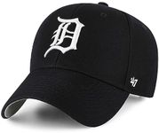 '47 MLB Black White MVP Adjustable Hat, Adult One Size Fits All, Detroit Tigers Black White, One Size