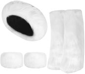 QZUnique 3 Pieces Faux Fur Headband Set Warm Furry Long Leg Warmer Wrist Cuff Ear Arm Warmer Scarf Wrap for Women