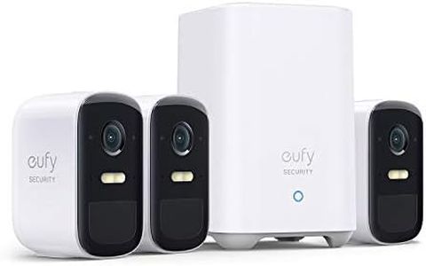 eufy security, eufyCam 2C Pro 3-Cam Kit, Wireless Home Security System with 2K Resolution, 180-Day Battery Life, HomeKit Compatibility, IP67, Night Vision, and No Monthly Fee.