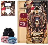 ARBORYTH Wood Cornhole Board Set - 8 Bean Bags (Eagle X2 Target, 4x2 ft)
