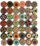 Wooden Buttons for Crafts Wood Buttons 1 Inch Assorted Vintage Round Wooden Flower (25mm)