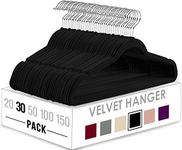 Utopia Home Pack of 30 Premium Non Slip Velvet Hangers 360 Degree rotatable Hook Durable & Slim Coat Hangers - Pant Hangers - Black