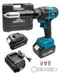 BOQNZN Cordless Rivet Gun with Charger and 2 Batteries, Electric Brushless Blind Rivet Tool Kit, Portable Rivet Gun for 1/8", 5/32", 3/16" Rivets