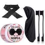 Goiple Edge Control Wax for Women - Strong Hold, Non-greasy Smoother, Strawberry Scent (4oz + Edge Scarf + Hair Bonnet + 2 Edge Brushes)