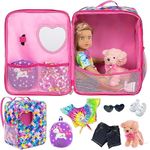 ZITA ELEMENT 5 Items 18 inch Dolls Bag Set and Accessories Including 18 Inch Doll Clothes, Shoes, Sunglasses, Doll Backpack and Toy Dog