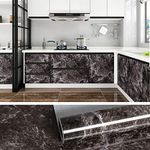 VEELIKE Brown PVC Marble Wallpaper for Bathroom Waterproof Peal and Stick Kitchen Countertop Self-Adhesive Sticky Back Contact Paper Oil-Proof Vinyl Wall Sticker Removable Easy to Clean 60cm x 900cm