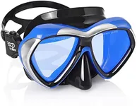 Adult Scuba Diving Mask, Anti-Fog Snorkel Goggles Tempered Glass Swim Mask Goggles with Nose Cover Professional Snorkeling Gear for Diving Snorkeling (Blue Frame-Blue Lens)
