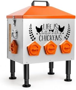 TGEYD 50LB Large Chicken Feeder – 8 Feeding Ports, No-Waste Poultry Feeder with Transparent Viewing Window, Anti-Roost Lid, & Scale-Mark Round Legs