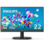 Philips 22 inch Class Thin Full HD (1920 x 1080) 75Hz Monitor, VESA, HDMI & VGA Port, 221V8LN