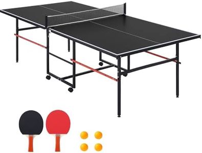 8 ft Portable Ping Pong Table,Indoor /Outdoor Table Tennis table for Adults | Professional Outdoor Game with Net, 2 Paddles and 3 Balls - Quick Assembly, Single Player Playback Mode