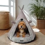 Tail Squad Polyester Washable Cozy Dog and Cat Cave Bed|Pyramid Pet Hut with Removable Cushion for Small Dogs,Puppies,Cats & Kittens|Soft Indoor Comfortable Dog House for Rest & Sleep |(Grey, Medium)