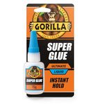 Gorilla Super Glue ULTIMATE 15g Liquid Adhesive – Fastest Setting Formula for Repairs | Use on Plastic*, Wood, Metal, Ceramic, Rubber, Leather, Paper