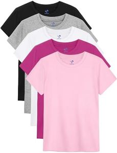 5 Pack Girls Shirts Short Sleeve T-Shirts Cotton Tshirts Tees Kids Clothes